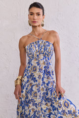 TD Blue Printed Long Dress