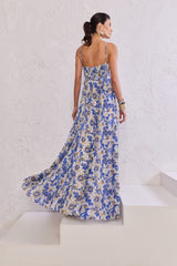 TD Blue Printed Long Dress