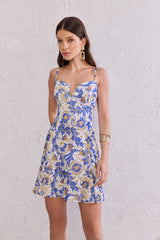 TD Blue Printed Short Dress