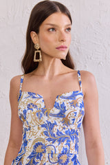 TD Blue Printed Short Dress