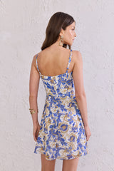 TD Blue Printed Short Dress
