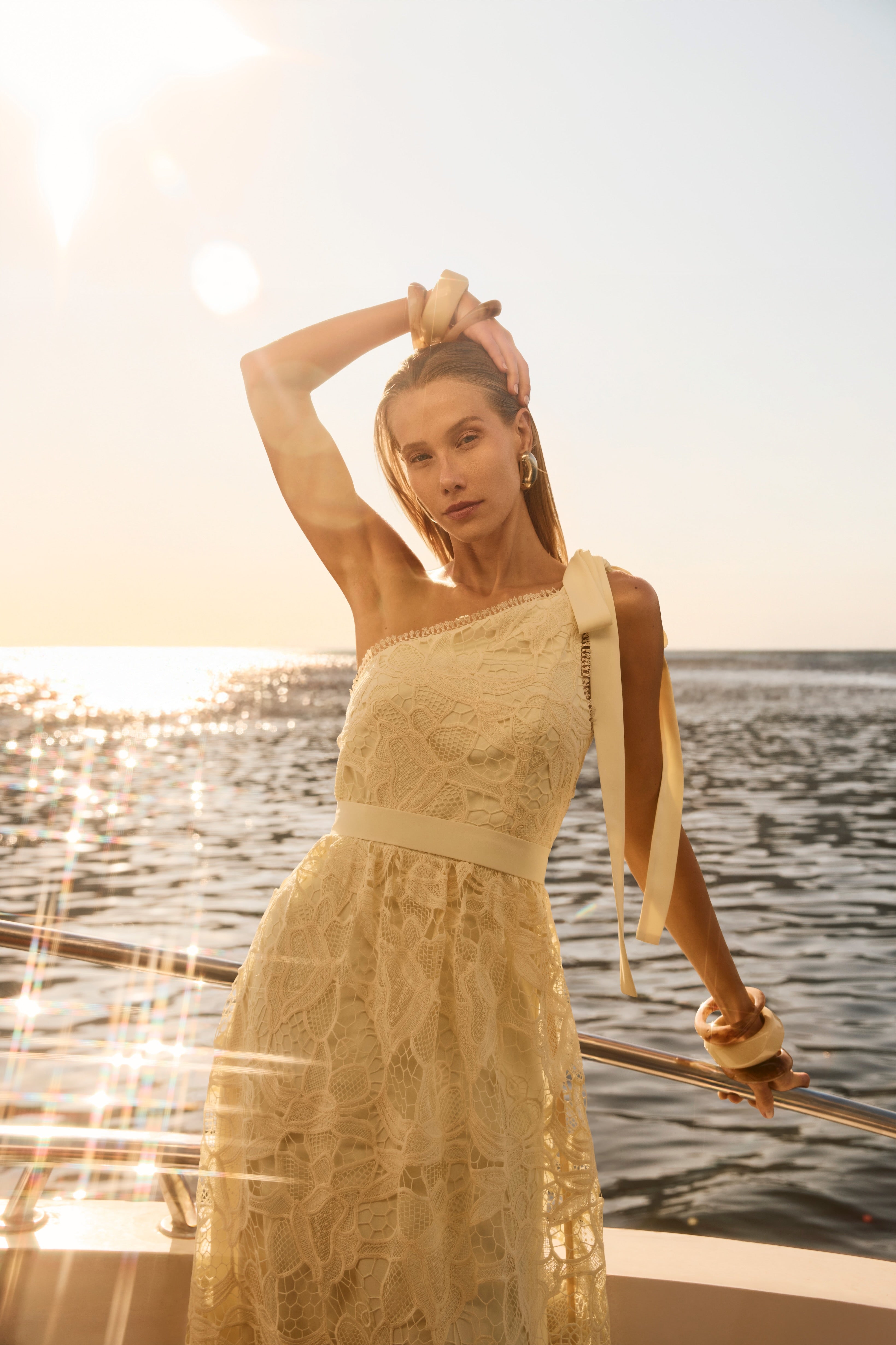 SK Lace Yellow Midi Dress