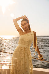 SK Lace Yellow Midi Dress