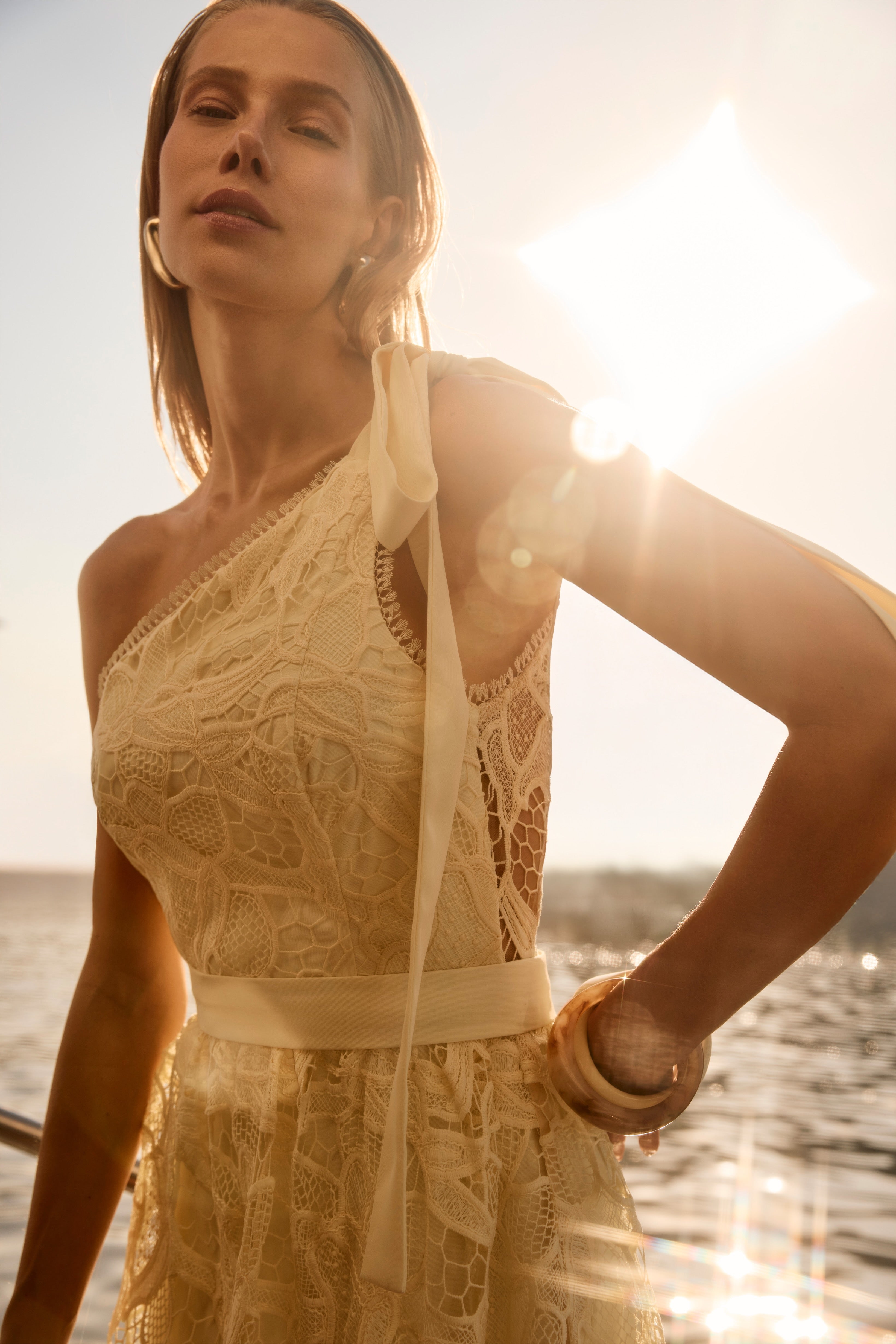 SK Lace Yellow Midi Dress