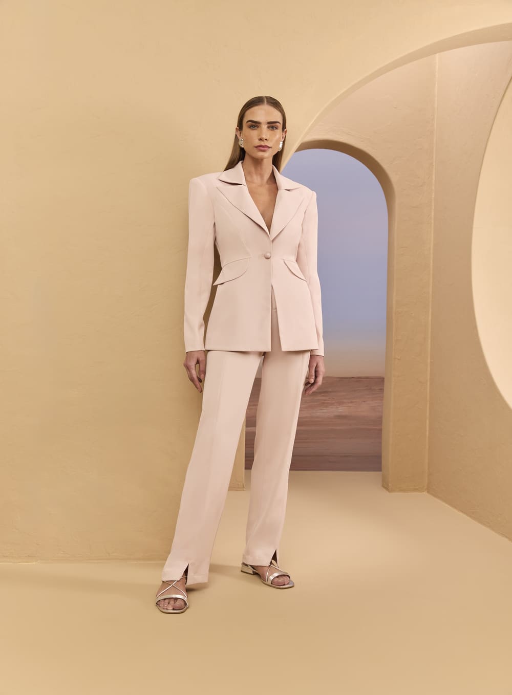 SK Light Pink Blazer and Trousers Set