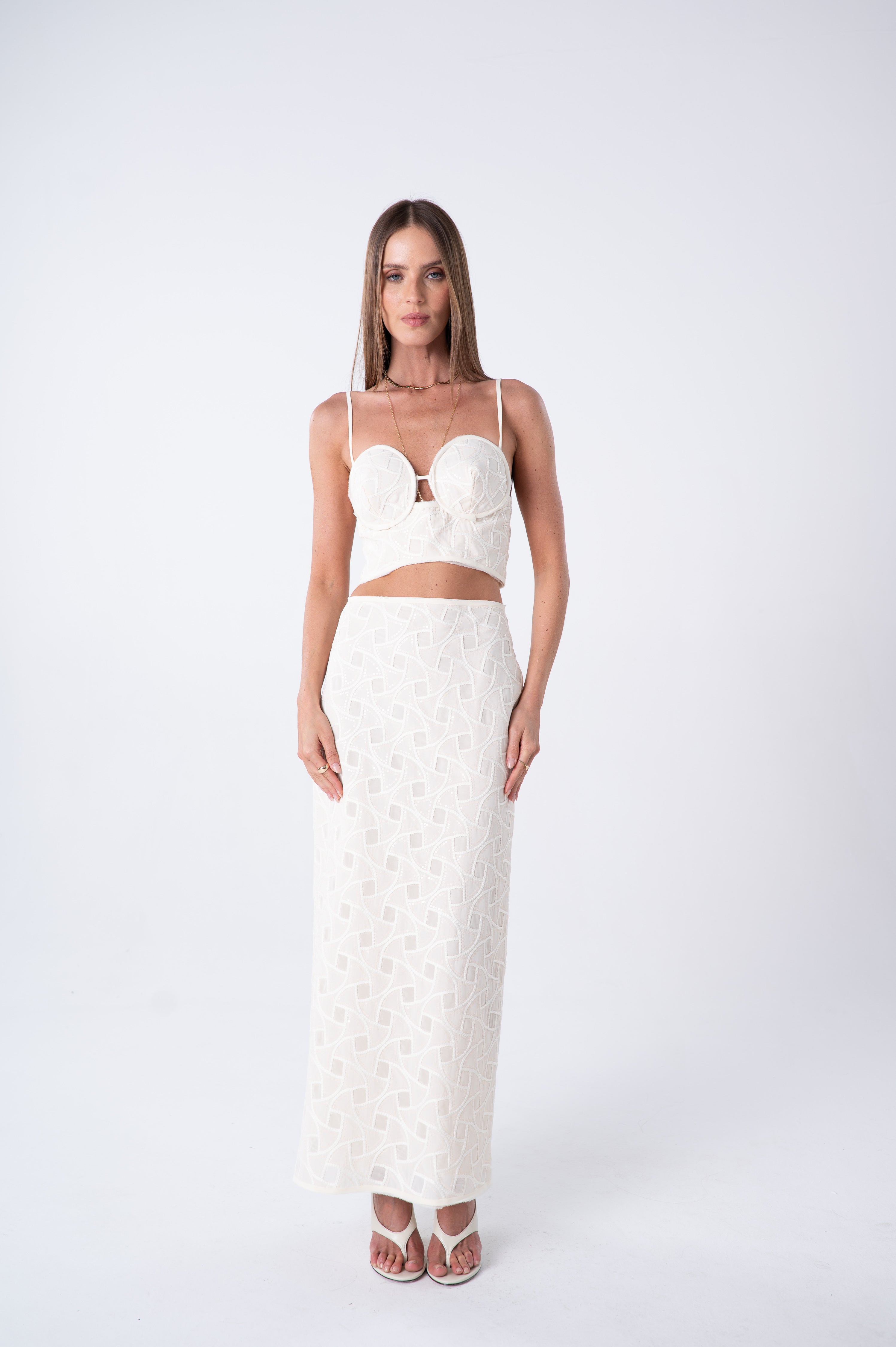 SK Off-White Skirt Set