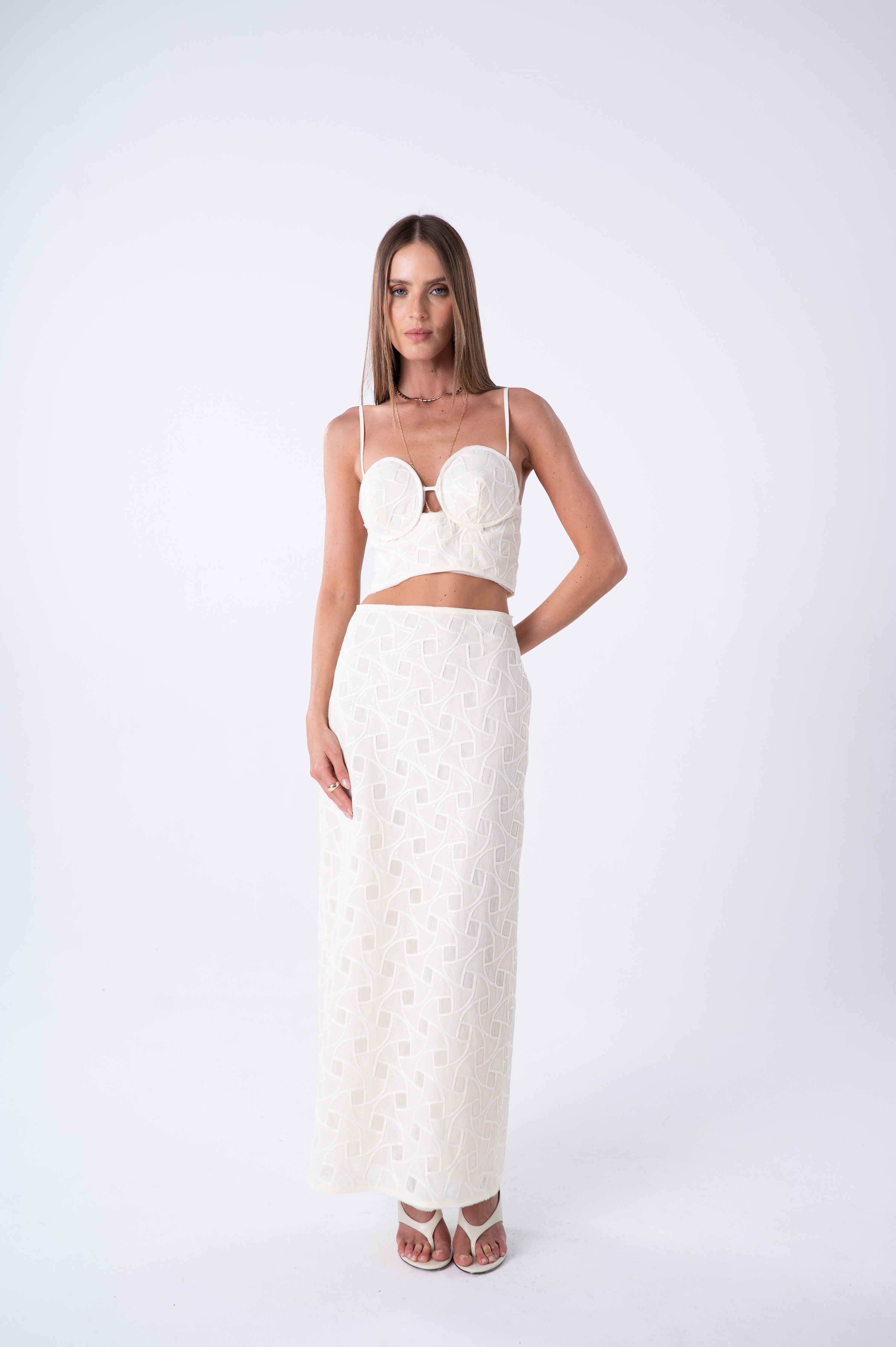 SK Off-White Skirt Set