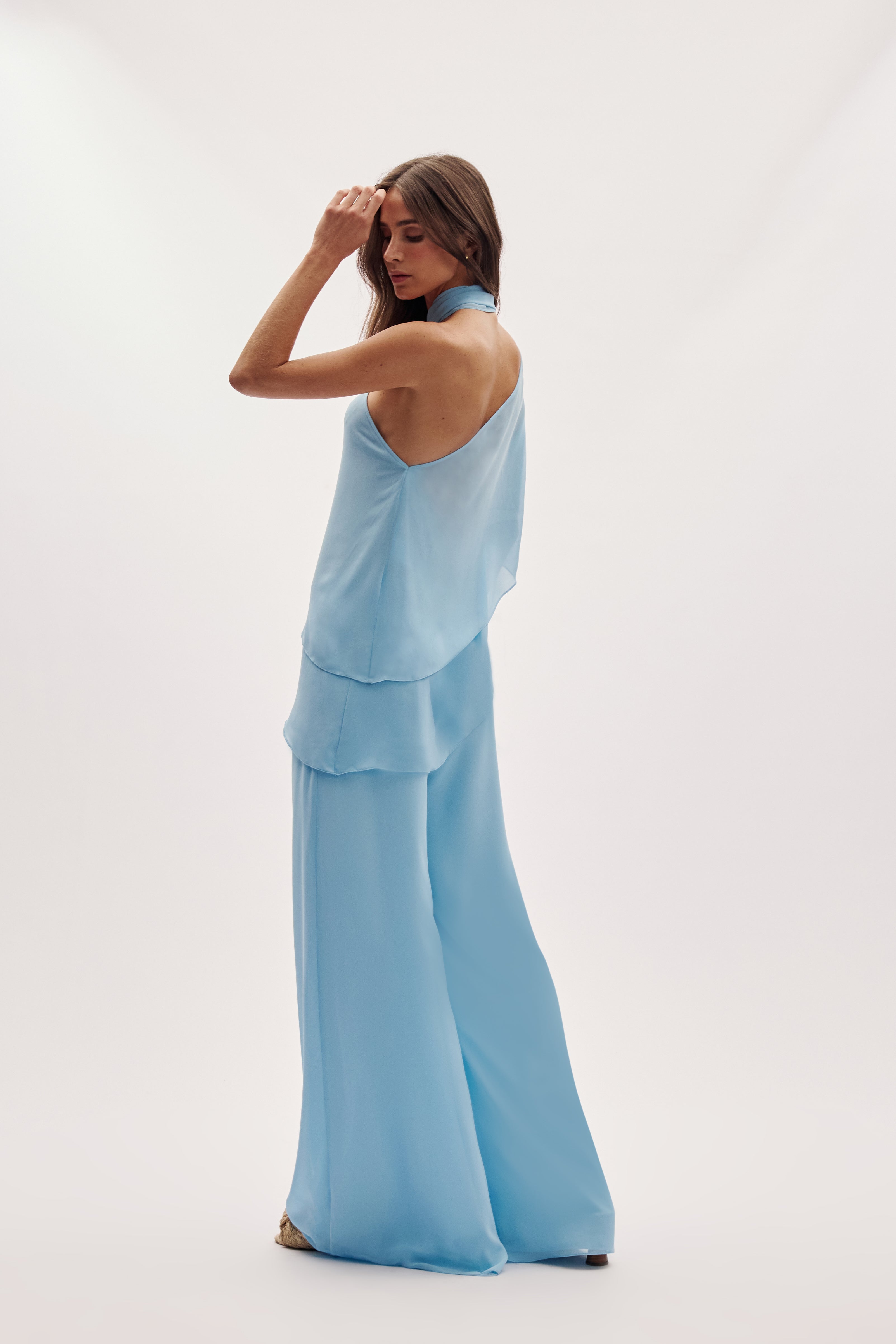 OS Natalie Set: Asymmetrical Blouse and Wide-Leg Pants