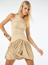 TD Beige Balloon Short Dress