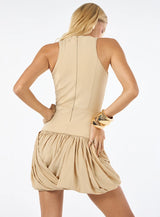 TD Beige Balloon Short Dress