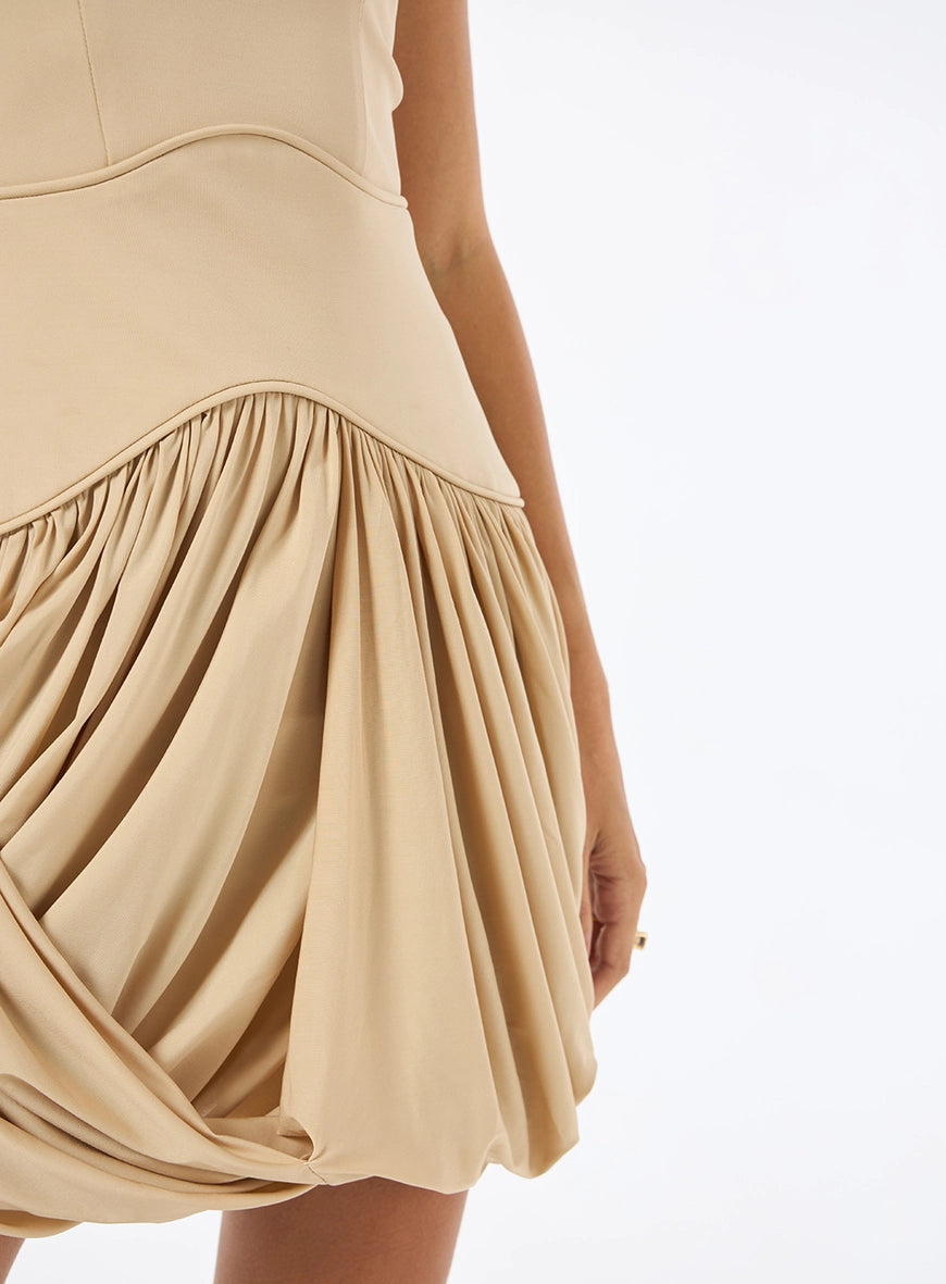 TD Beige Balloon Short Dress