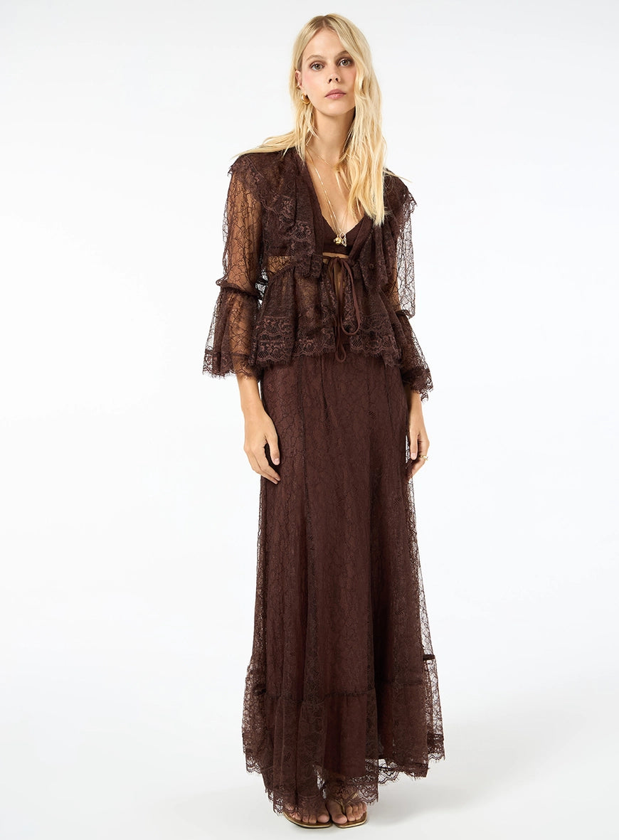 TD Brown Lace Blouse