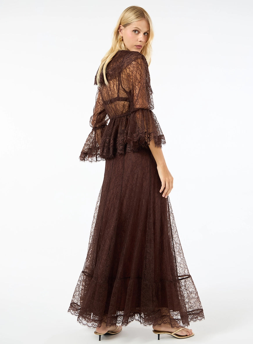 TD Brown Lace Blouse