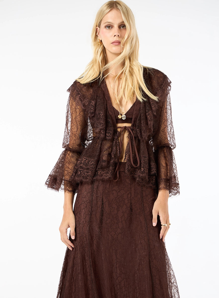 TD Brown Lace Blouse