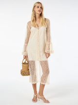 TD Off-white Lace Midi Dress