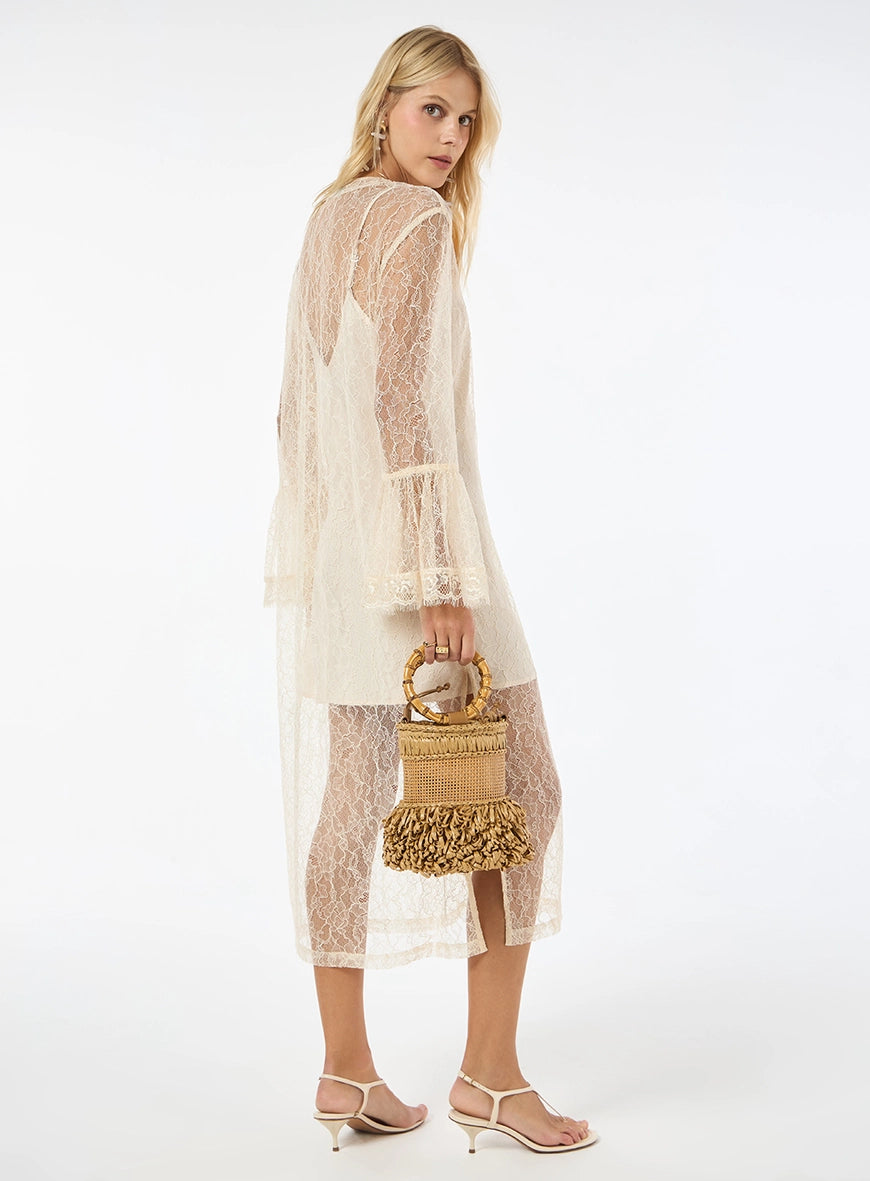 TD Off-white Lace Midi Dress