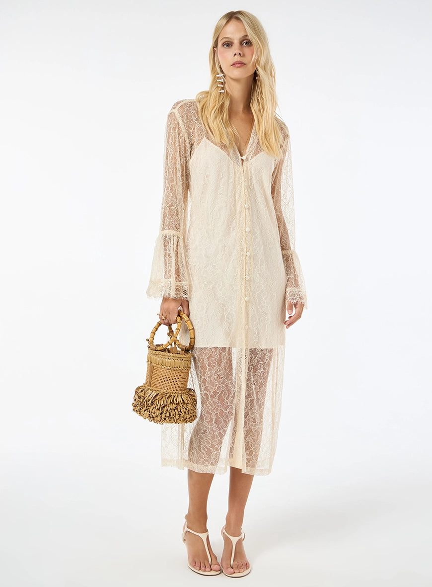 TD Off-white Lace Midi Dress