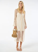 TD Off-white Lace Midi Dress