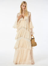 TD Off-white Lace Long Dress