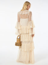 TD Off-white Lace Long Dress