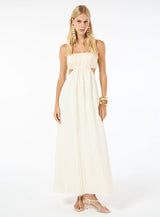 TD Light Beige Midi Dress With Waist Cut Out