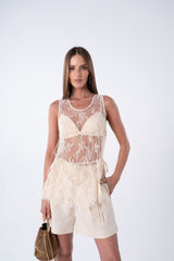 SK Off-White Lace Blouse