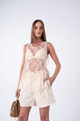 SK Off-White Lace Blouse