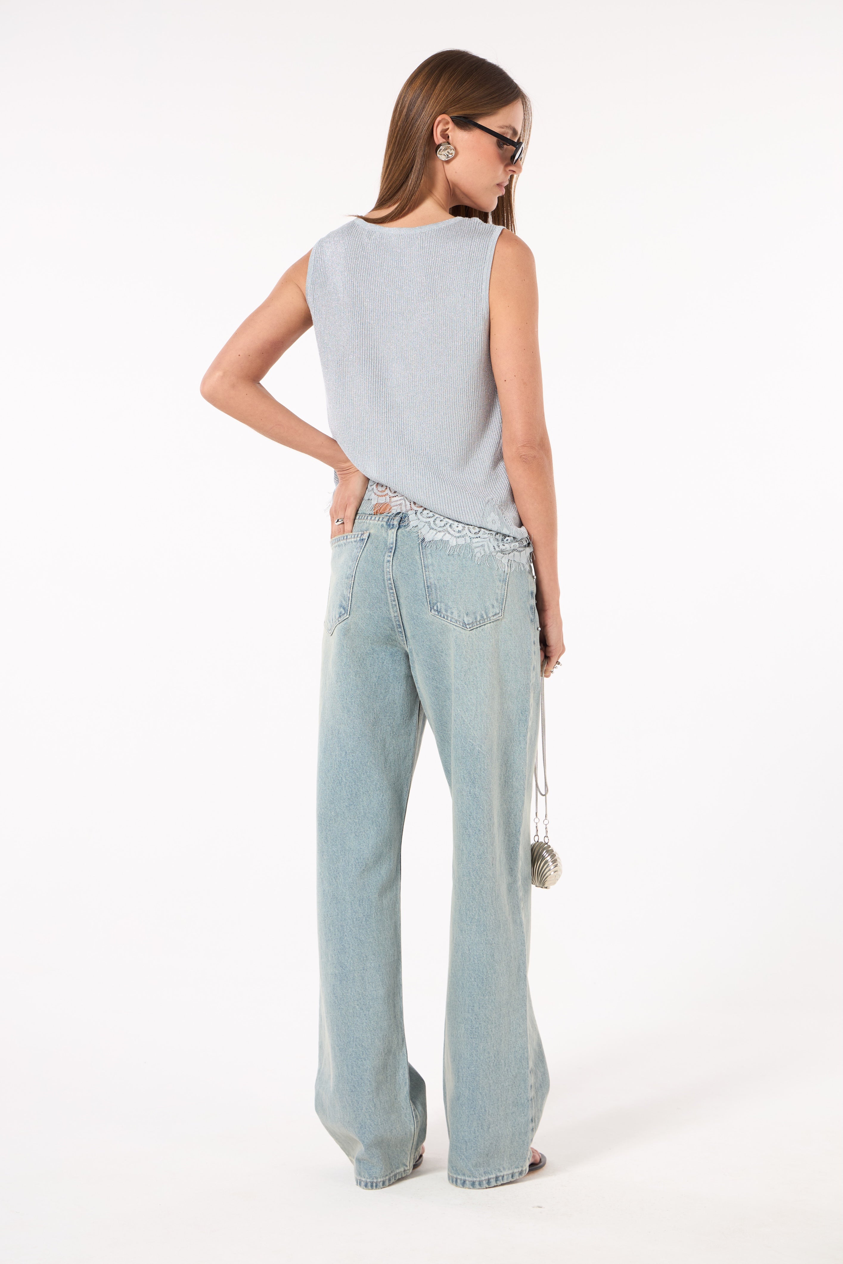 SK Grey Crochet Blouse