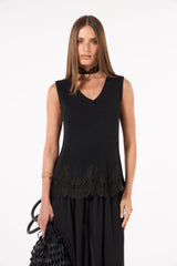 SK Black Crochet Blouse