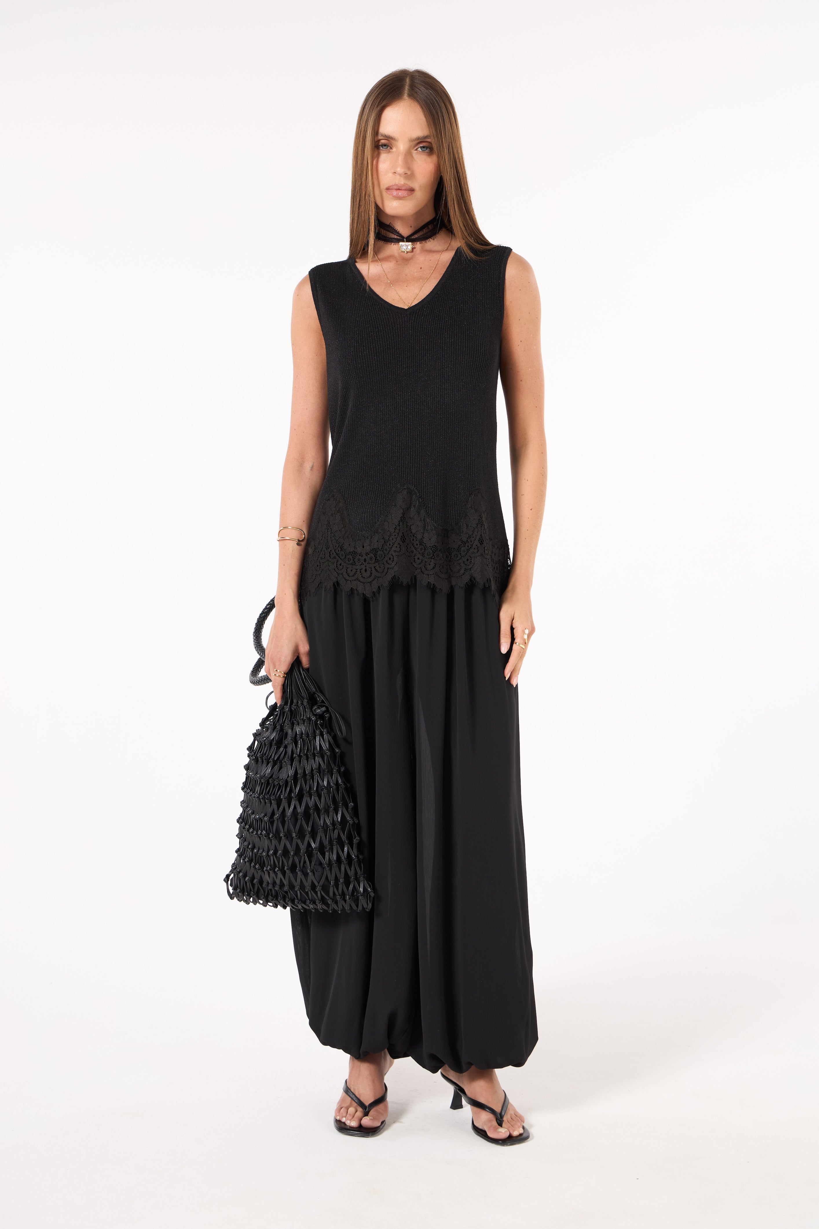 SK Black Crochet Blouse