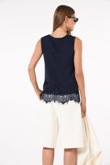 SK Navy Crochet Blouse