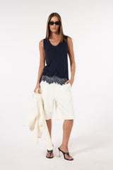 SK Navy Crochet Blouse