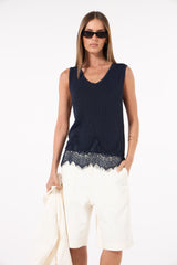 SK Navy Crochet Blouse