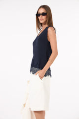 SK Navy Crochet Blouse