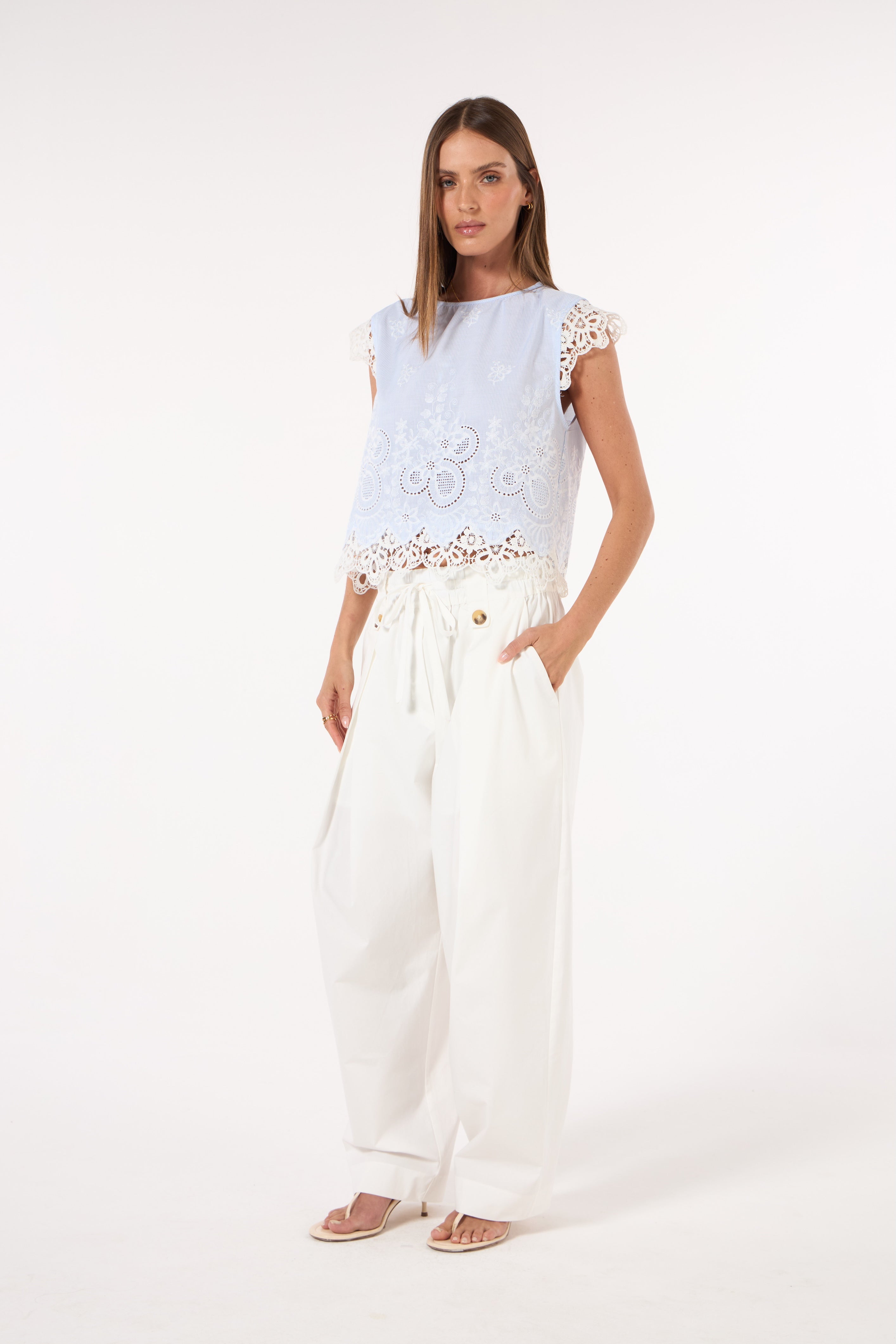 SK White Cotton Pants