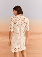 SK White Short Tulip Lace Dress