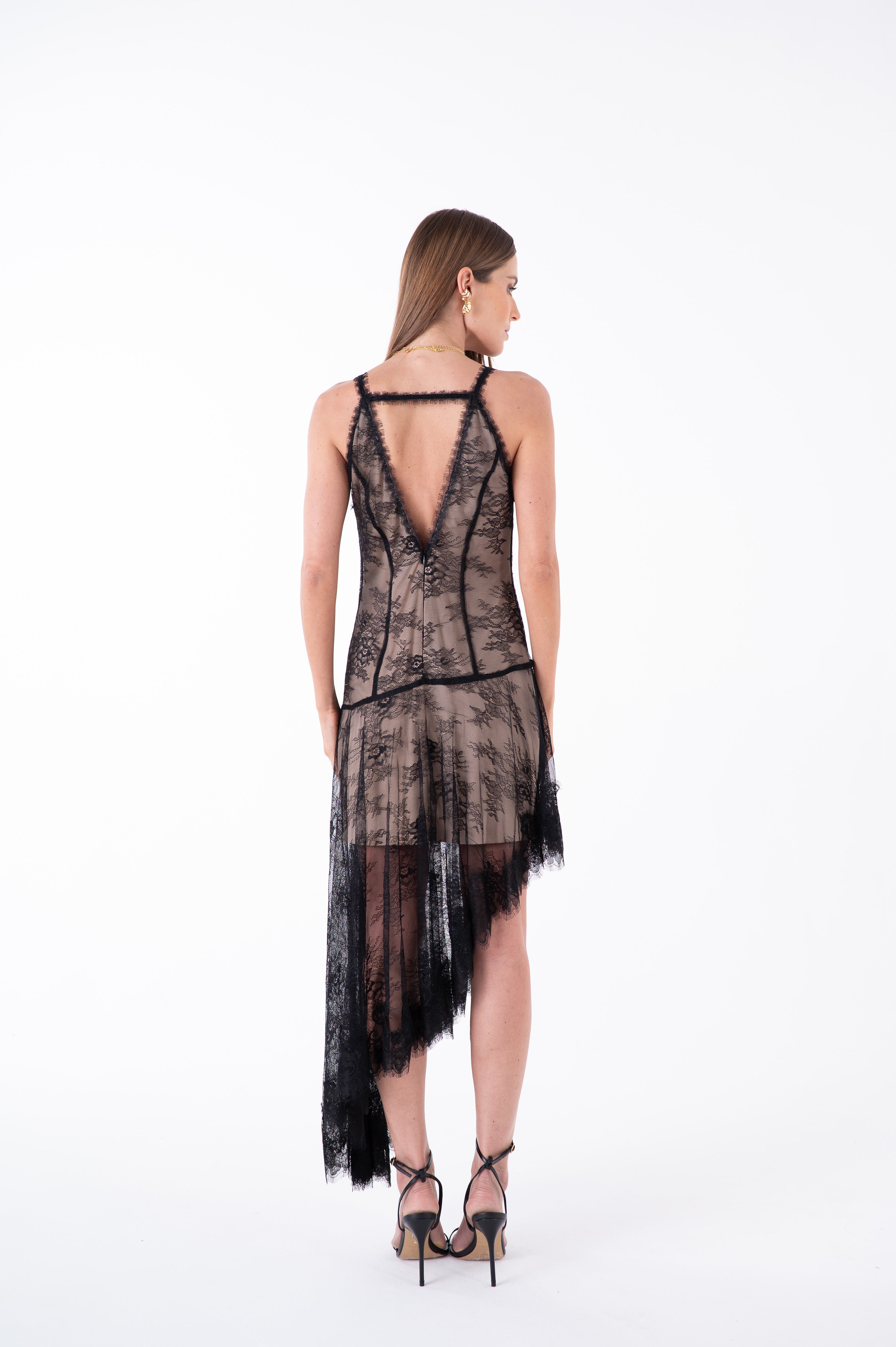 SK Black Lace Asymnetric Dress
