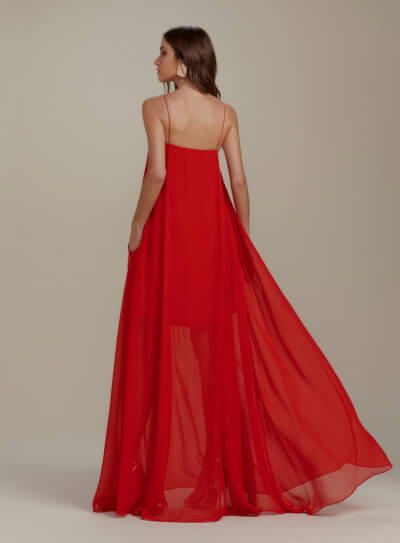 OS Anna Fluid Long Dress with Thin Straps