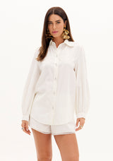 AM White Embroidered Long-Sleeve Shirt