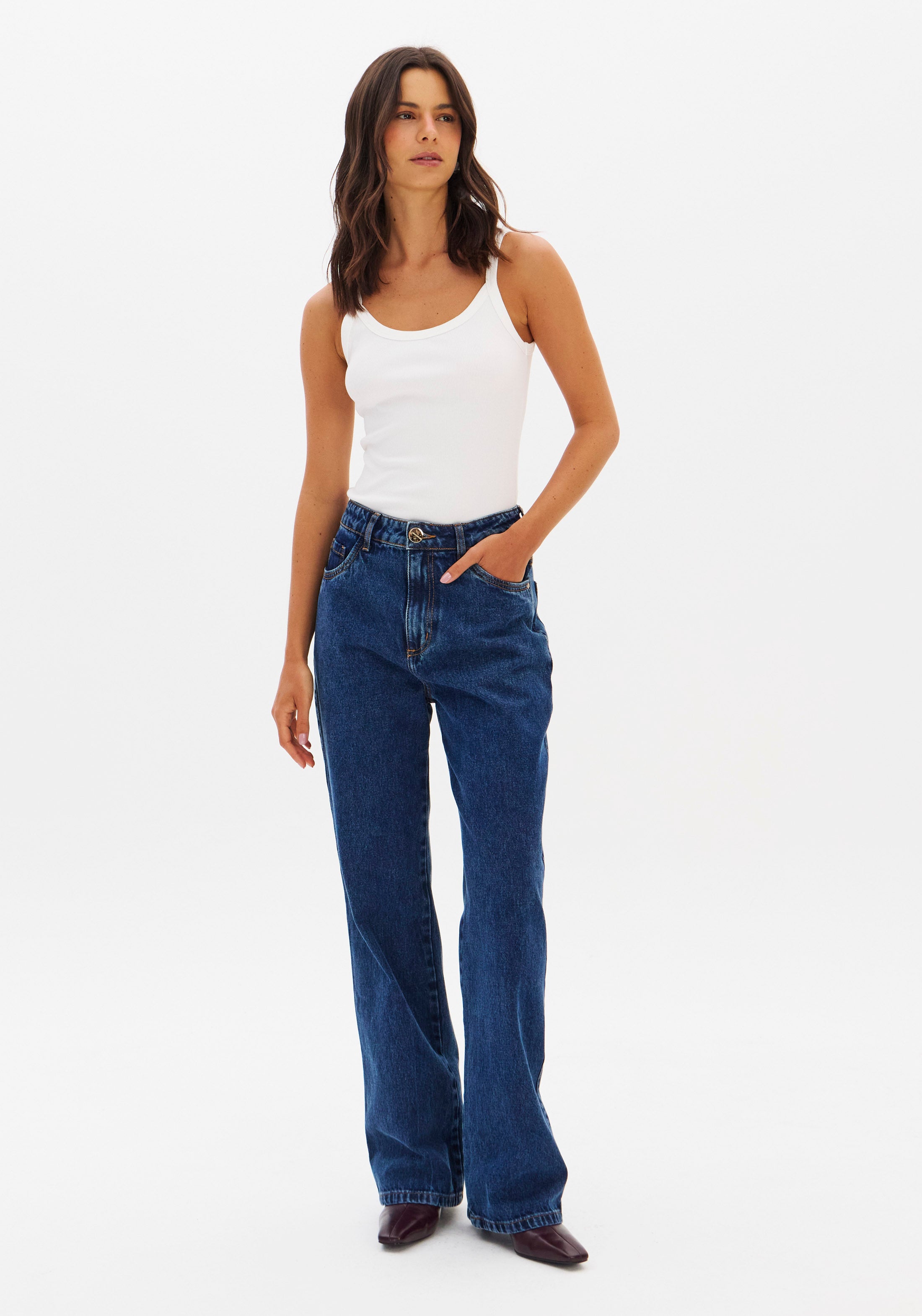 LP Dark Wash Straight High Waisted Jeans