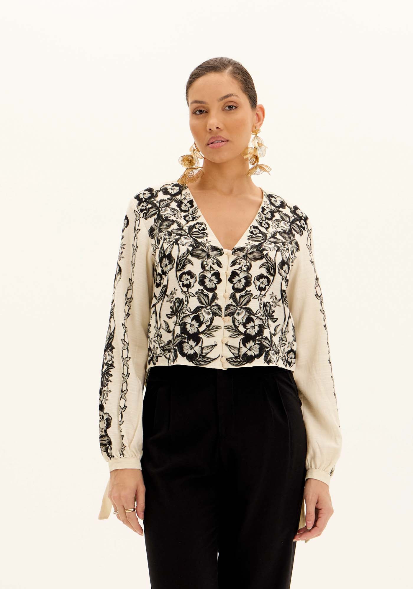 AM Blouse with Orchid Print