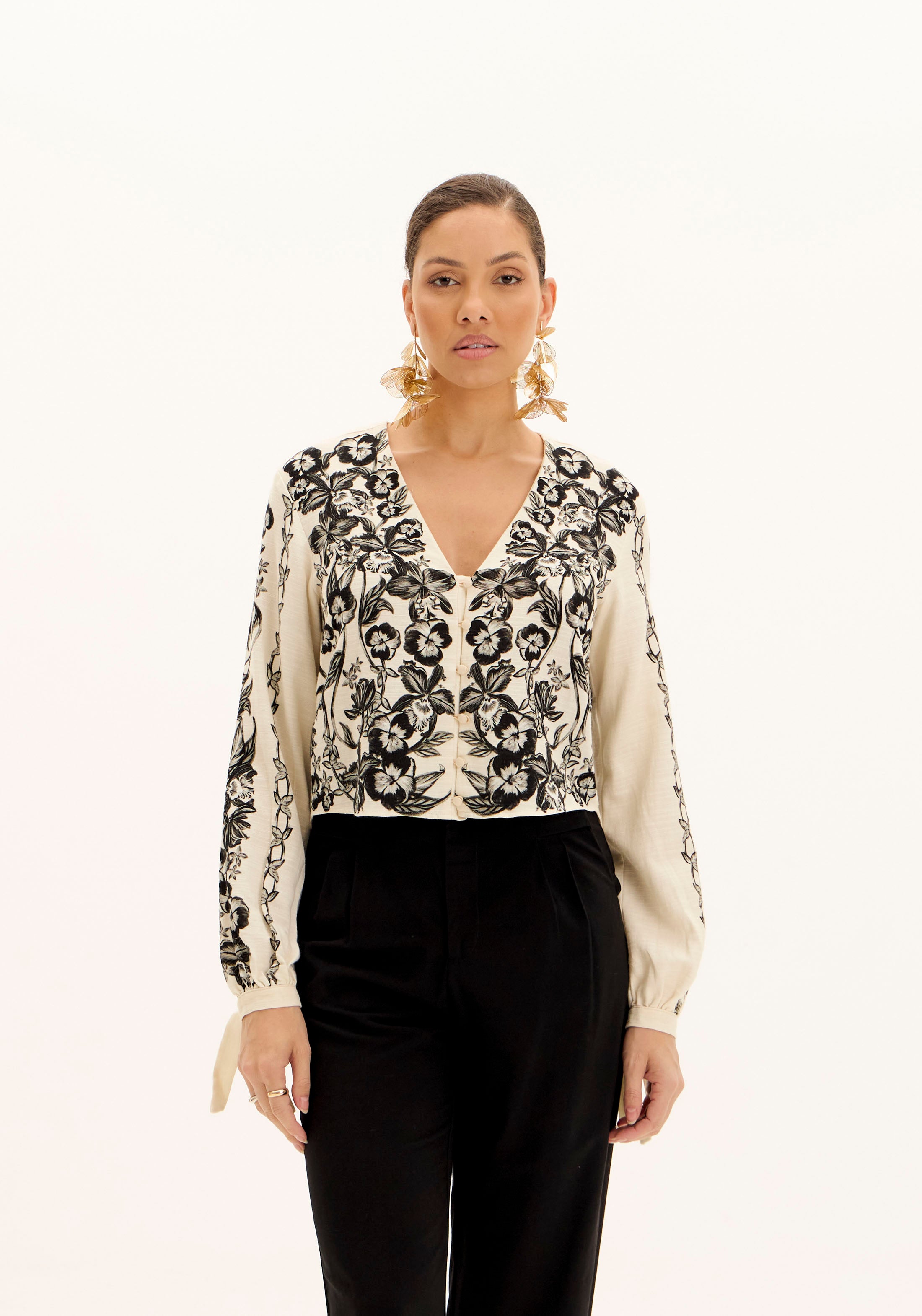 AM Blouse with Orchid Print