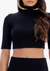 LP Black Cropped Blouse