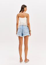 LP  Denim Shorts With Pearl Belt