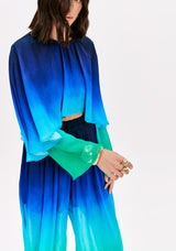 LP Blue Printed Long Sleeve Blouse