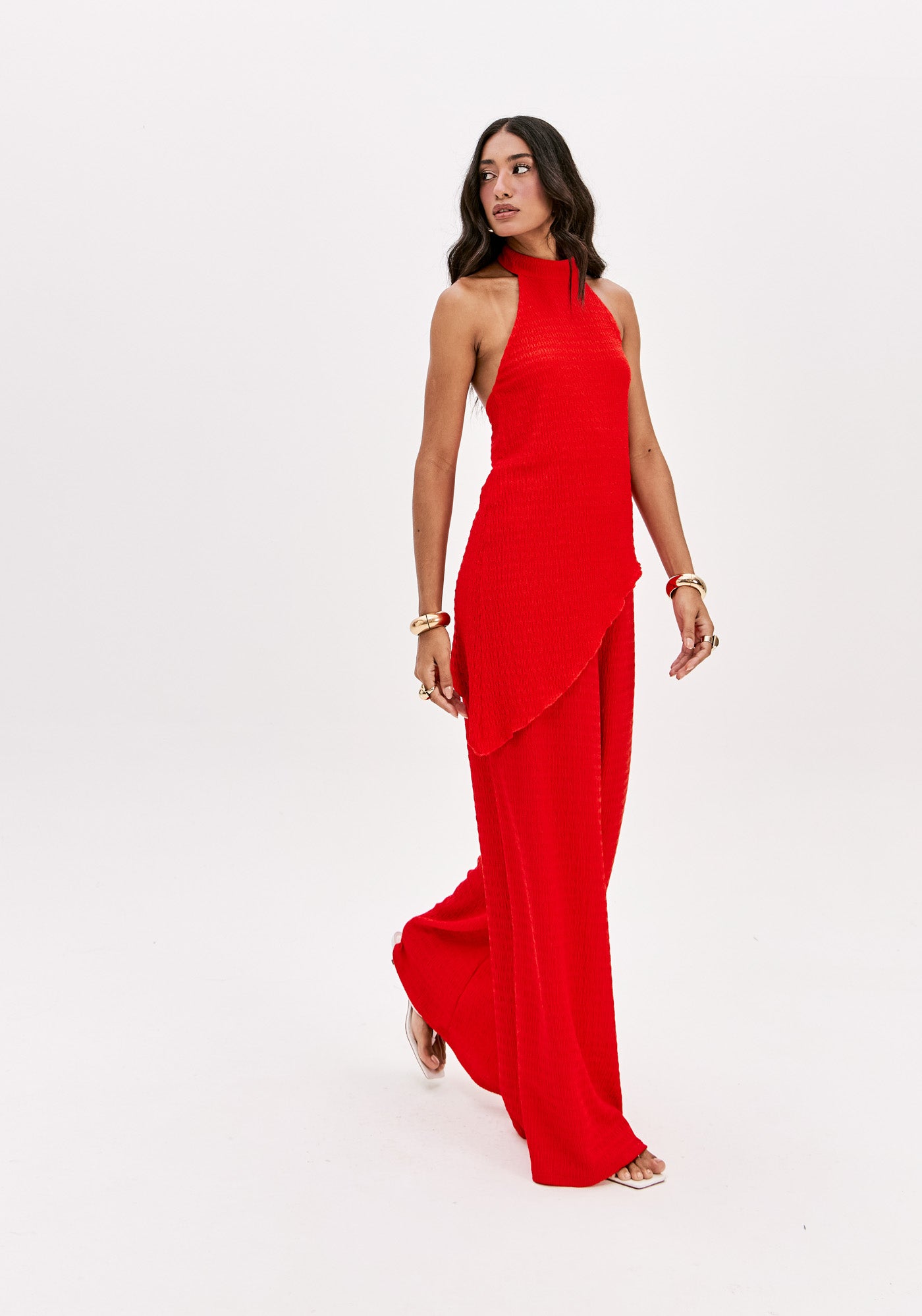 LP Red Backless Blouse