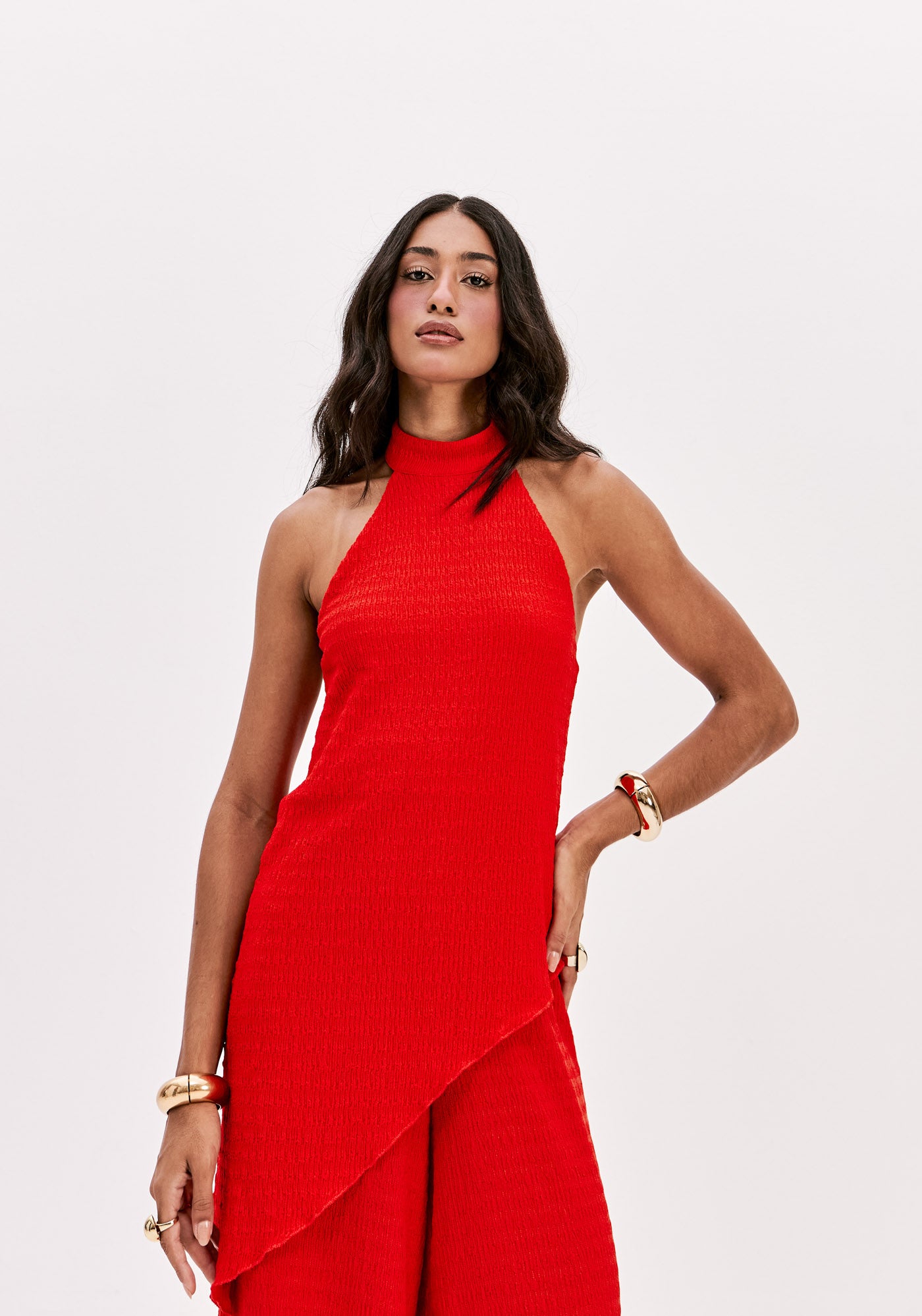 LP Red Backless Blouse