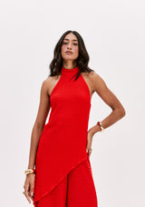 LP Red Backless Blouse