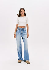 LP White Ribed Cropped Blouse
