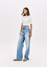 LP White Ribed Cropped Blouse